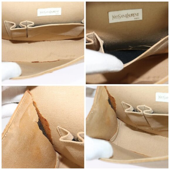 SAINT LAURENT Shoulder Bag Canvas Leather Khaki Auth - Picture 15 of 16